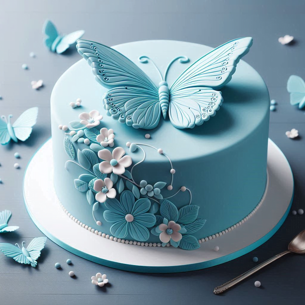 Blue Butterfly Cake